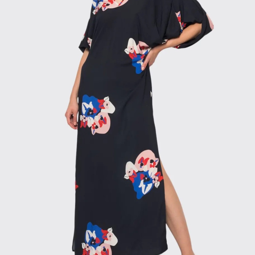 Elegant Black Maxi Dress with Floral Accents